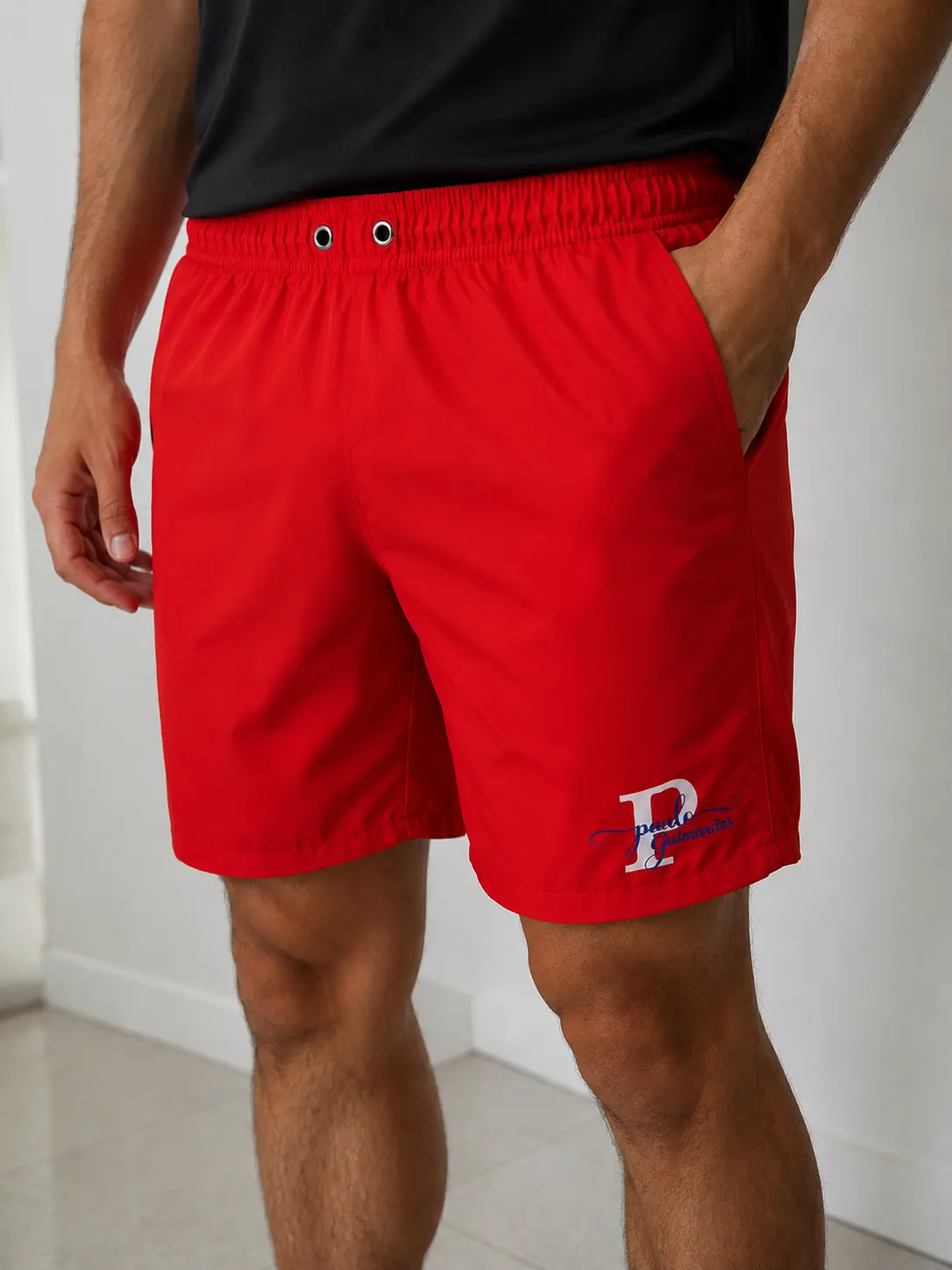 Short Tactel 96% Poliéster e 10% Elastano, Perfuração Aço Inoxidável